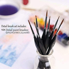 Golden Maple Detail Paint Brushes Set 10Pcs Miniature Brushes for Fine Detailing