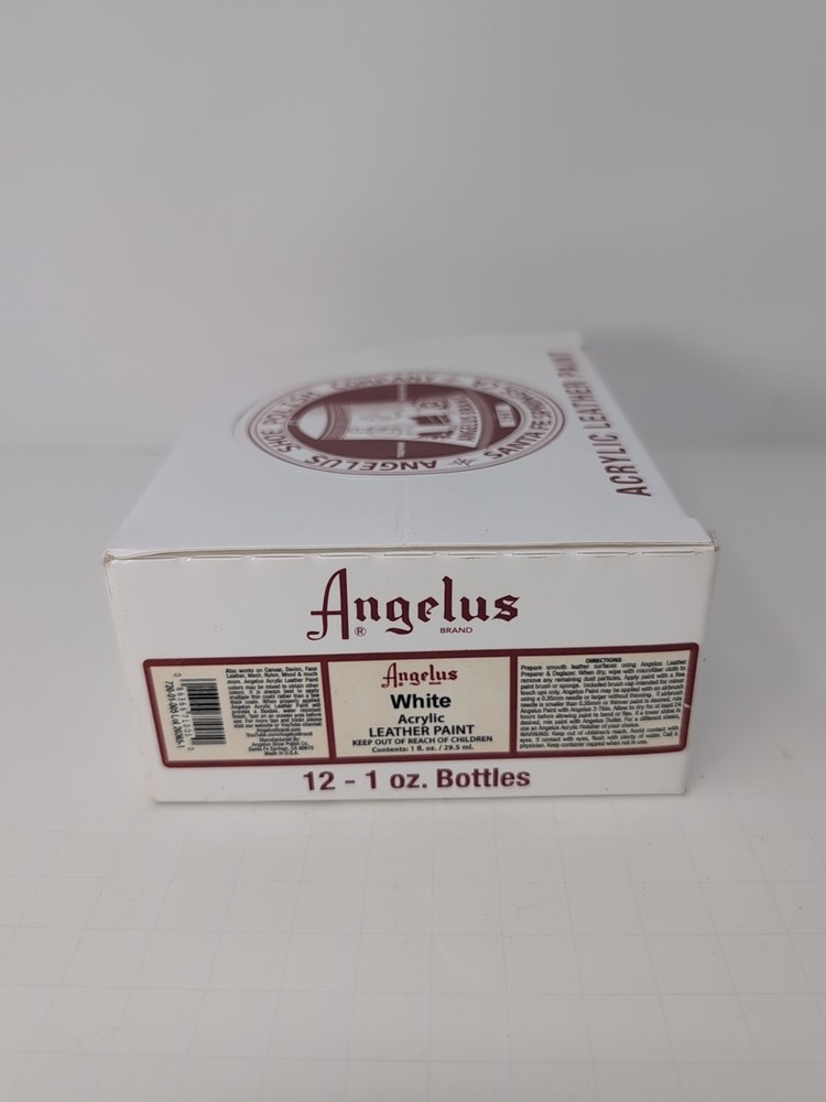 (12) 1 Oz Bottles Of Angelus Acrylic Leather White Paint New