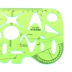 Math Drawing Learning Plastic Template Ruler Protractor Clear Green