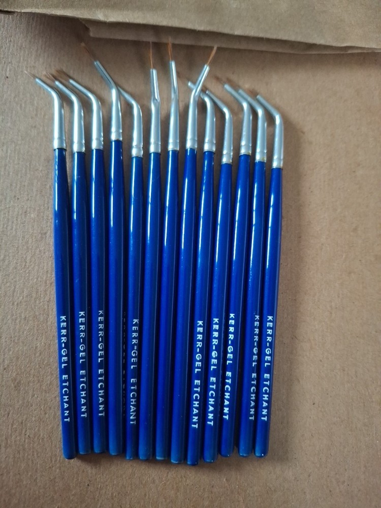 Artist Paint Brushes Precision Minature Detail Natural Angle Wood Metal Vtg 10