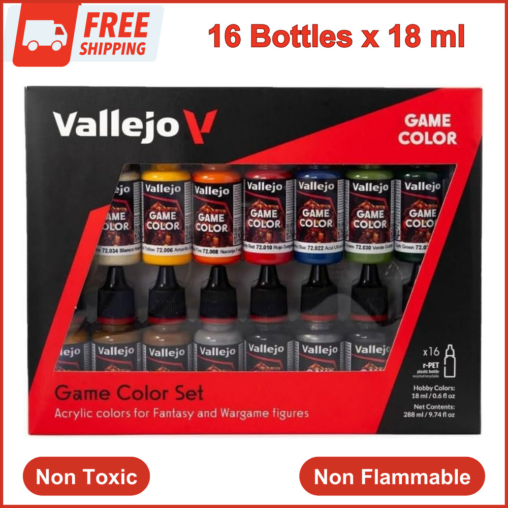 16PCS Acrylic Vallejo Game Color Introduction Set Acrylic Colors 18 ml (0.60oz)