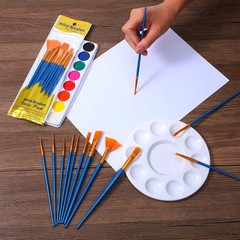 240 Pcs Paint Brushes Set Flat Tip Nylon Hair for Oil Watercolor Art Crafts