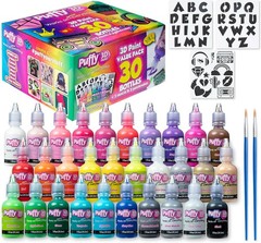 Puffy 3D Paint Set 30 Count with Brushes and Stencils for Creative Projects