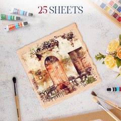 Wanderings Handmade Vintage Watercolor Paper, Deckle Edge, 8×8, 300GSM
