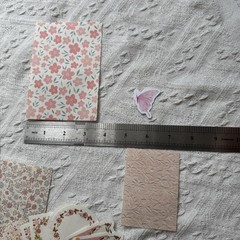 100PCS Vintage Floral Scrapbook Paper,Textured Paper Assorted Set, Pink