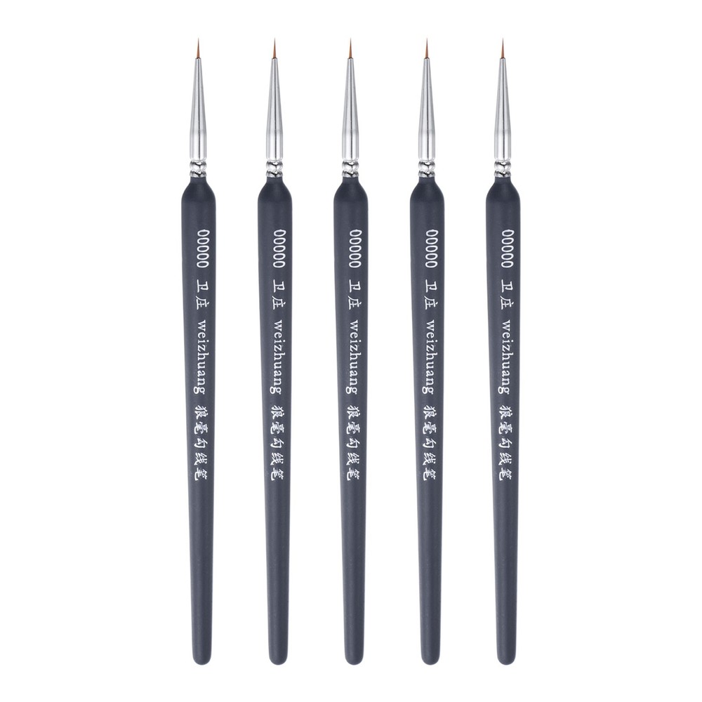 5 pcs Detail Paint Brushes 3mm Nylon Miniature Painting Brush(00000#) Black