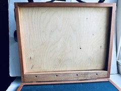 Vintage Wooden Traveling Artist Case 18”x 22” Leather Straps Storage Compartment