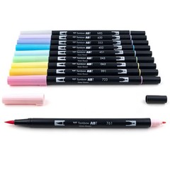 Tombow 56187 Dual Brush Pen Art Markers, Pastel, 1 Count (Pack of 10), Pastel