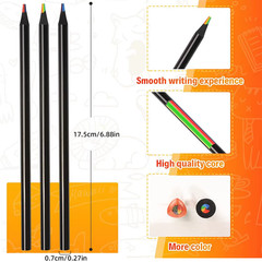 10 Pcs Colored Black Wood Pencils, 7 in 1 Rainbow Drawing Pencil. for Sketching,