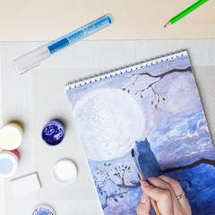 2 PCS Masking Fluid Pen, 3mm, Blue, Applicator Tip, Watercolor, Art, Drawing