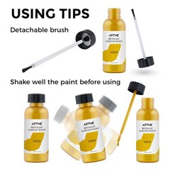 ARTME Liquid Gold Leaf Paint, 1.69 oz/50 ml Fl Oz (Pack of 1),