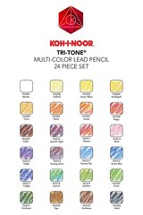 Tri-Tone Multi-Colored Pencil Set, 24 Assorted Colors in Tin and Blister-Card…