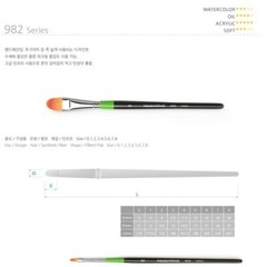 HWAHONG Artist Design Paint Brush Filbert Flat Brush 982 1Set (5ea Brushes)