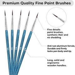 60Pcs Very Small Paint Brushes Fine Tip for Nail Art Model Craft Painting Hobby