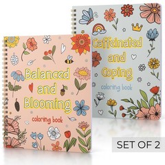 Beautiful Adult Coloring Book Set of 2 for Relaxation – Sassy blue-peach