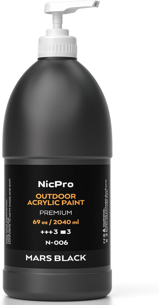 Black Large Outdoor Acrylic Paint Set (69 Oz, 2040 Ml) Rich Art Painting Supplie