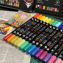 Acrylic Paint Markers 48 Color Dual Tip Fine and Brush Professional Art Use