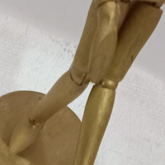 Wood Mini Art Mannequin 5.5 In Gold Painted Articulated Craft Model Desktop
