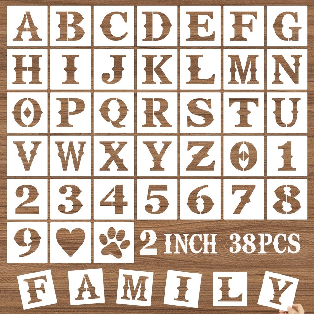 DZXCYZ 2 Inch Letter Stencils and Numbers, 38 Pcs Alphabet Craft 2