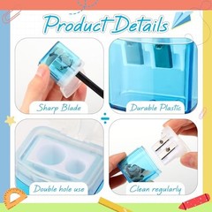 Zhanmai Pack Pencil Sharpeners with Lids Manual Dual Hole Pencil Sharpeners 24
