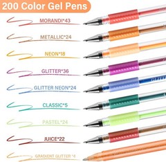 400pc Gel Pens Coloring Set 200 Colors