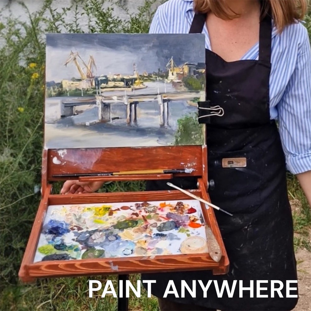 Portable Pochade Box Easel 14x10in Plein Air Travel Paint Box For Painter