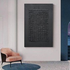 NANKAI Art Hand-painted 45×30 inches Black thick Texture Abstract art Oil pai…