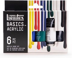 BASICS Acrylic Paint Set: 6 x 22ml Tubes in Primary Colors – Perfect for Artists