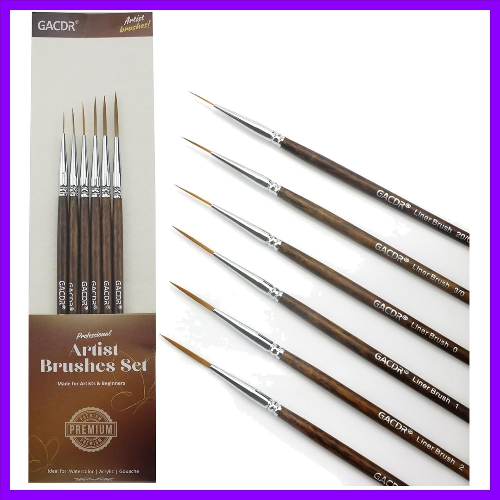 Rigger Liner Brushes, 6 Pcs Extra Long Fine Tip Paint Brush Set Script Pinstr…