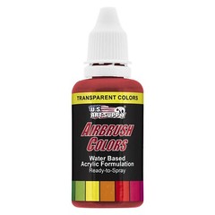 US Art Supply 1-Ounce Transparent Bright Red Airbrush Paint