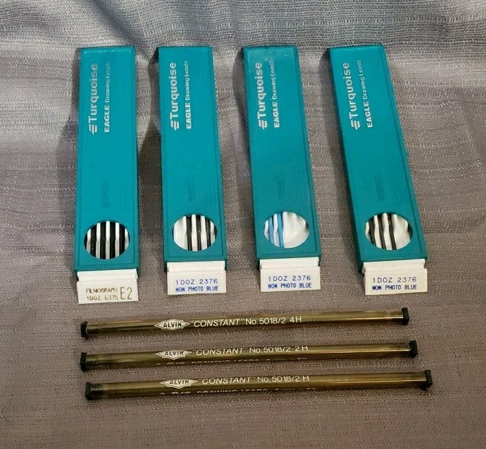 Berol Turquoise Eagle & Alvin Constant Drawing Leads H 2H 4H 8H E2 Non-Photo Blu
