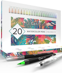 Watercolor Brush Pens Set of 20 Premium Colors – Real Brush Tips – No Mess Stora