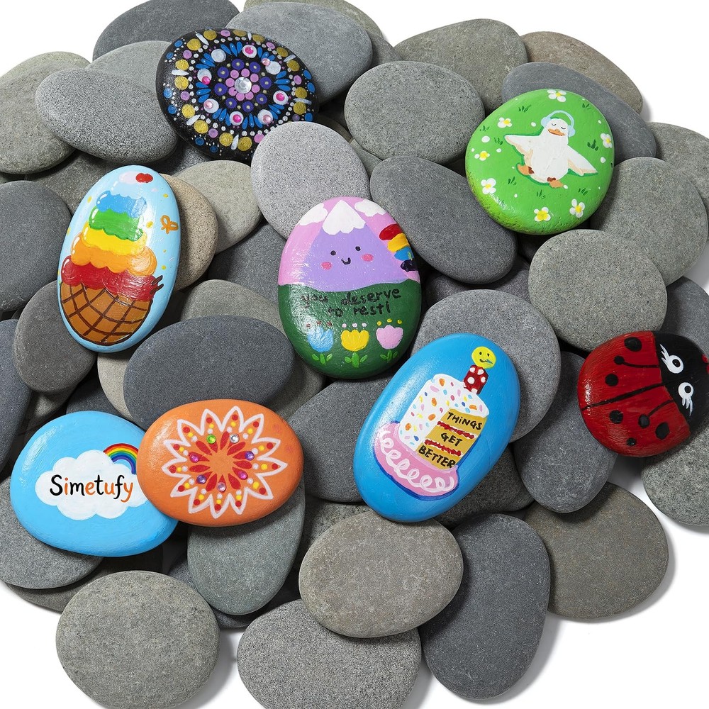Rocks for Painting 85 Pcs Natural Stones 2-3″ Flat & Smooth – DIY Craft