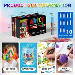 Acrylic Paint Markers 320 Colors Soft Brush Tip Waterproof DIY Crafts Pens Rock