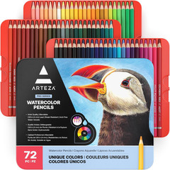 Watercolor Pencils, Set of 72, Water-Soluble Colored Pencils with 4 Mm Break-Res