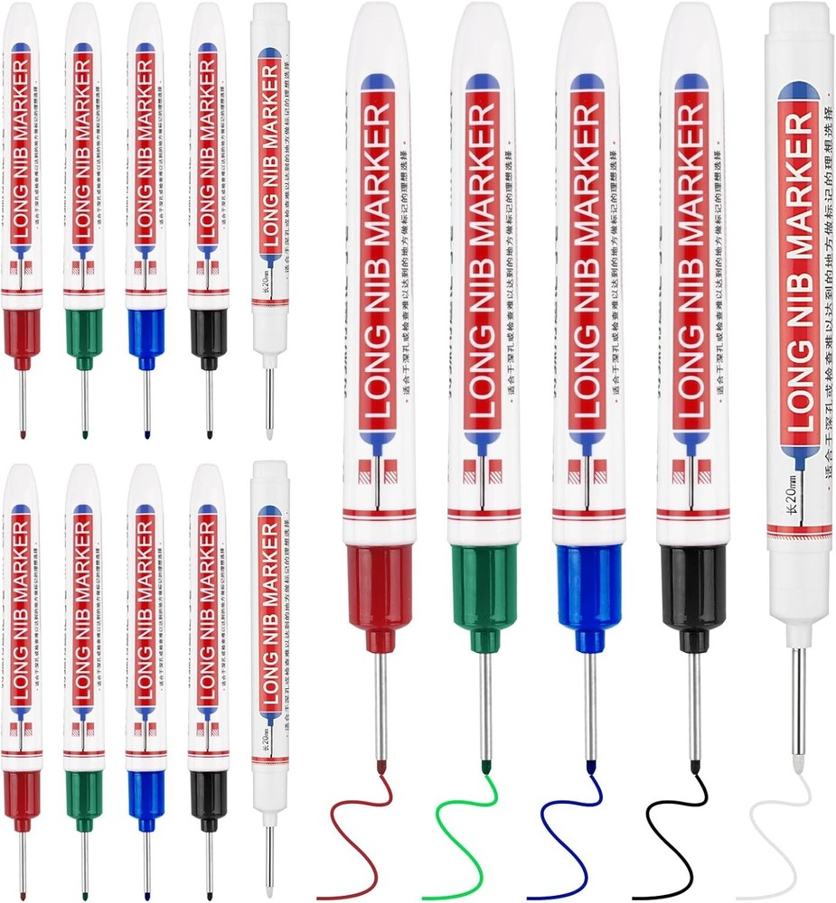 15 Pcs Long Nib Marker, 20 mm Long Head Deep Hole Marker Pens, Fine Nose Tip