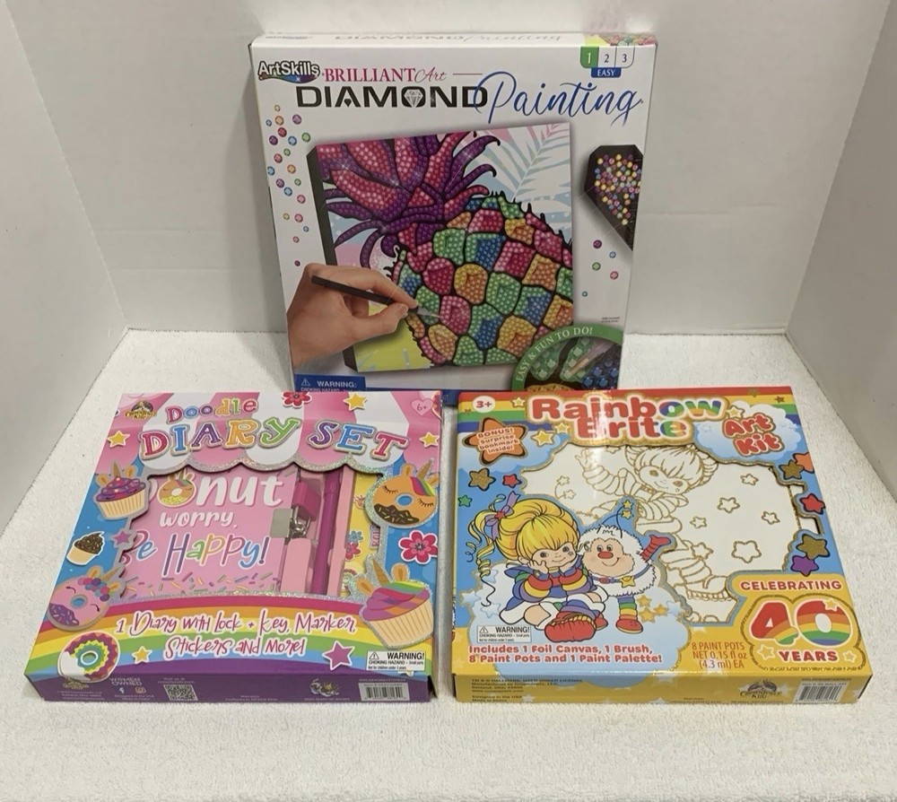 Doodle Diary Set & Rainbow Brite Art Kit & Diamond Painting Kit – Brand New