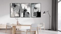 Large Framed Canvas Wall Art – Retro Grey Graffiti Pictures for Living Room R…