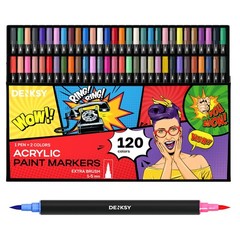 Dual Tip Acrylic Paint Markers 120 Colors – Brush & Fine for Art Projects