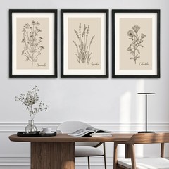 YWJKWLGS Vintage Botanical Wall Art 11×16 Inch Set Of 3 Wooded Framed Minimal…