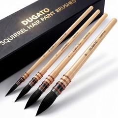 4 PCS 100% Real Squirrel Hair Watercolor Paint Brush Set Mop Round Fine Tip