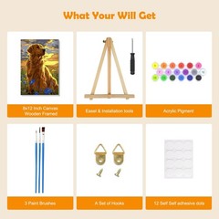 Paint by Numbers Kit for Adults with Frame, Dog Paint by Number Canvas, Flowers
