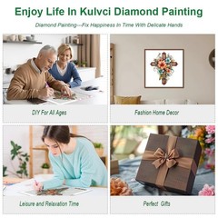 Kulvci Cross Flower Diamond Art Painting Kits for 12×12 inches, Multicolor