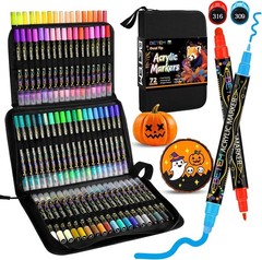 Betem Acrylic Paint Markers Pens, Dual Tip 72 Colors Premium Pens…