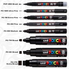 15 Count Multicolor Posca Markers Reversible Bullet Tips Non Toxic Art Pens