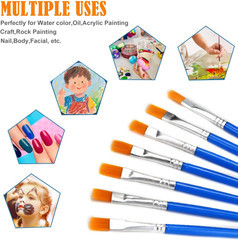 30 Pcs Kids Paint Brushes Flat Nylon Acrylic Oil Watercolor Art Blue Bulk