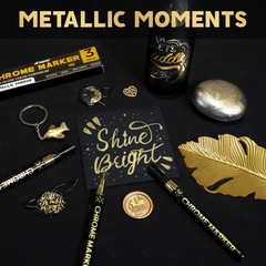 3Pcs Chrome Paint Markers, Gold Color Permanent Mirror Liquid Chrome Pens for…
