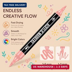 Pagather 24 Colors Acrylic Paint Markers, Dual Tip with Fine Tip and Brush Tip P