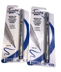 Inc. Journaling Micro Tip Brush Pen Blue ink. Archival Ink Calligraphy ( 10 Pack