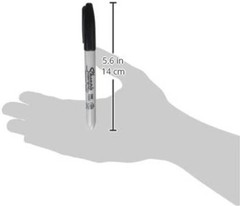 Durable 12 Black Permanent Markers – Fine Tip, Quick Drying & Fade Resistant